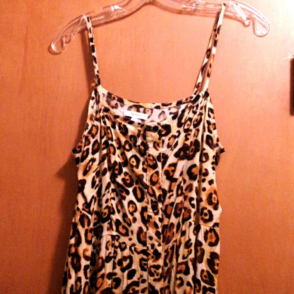 NWT Leopard Print Spag Strap Tiered Dress